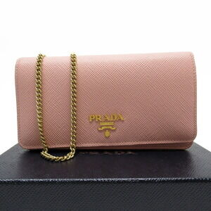Prada crossbody shoulder bag wallet pink gold leather